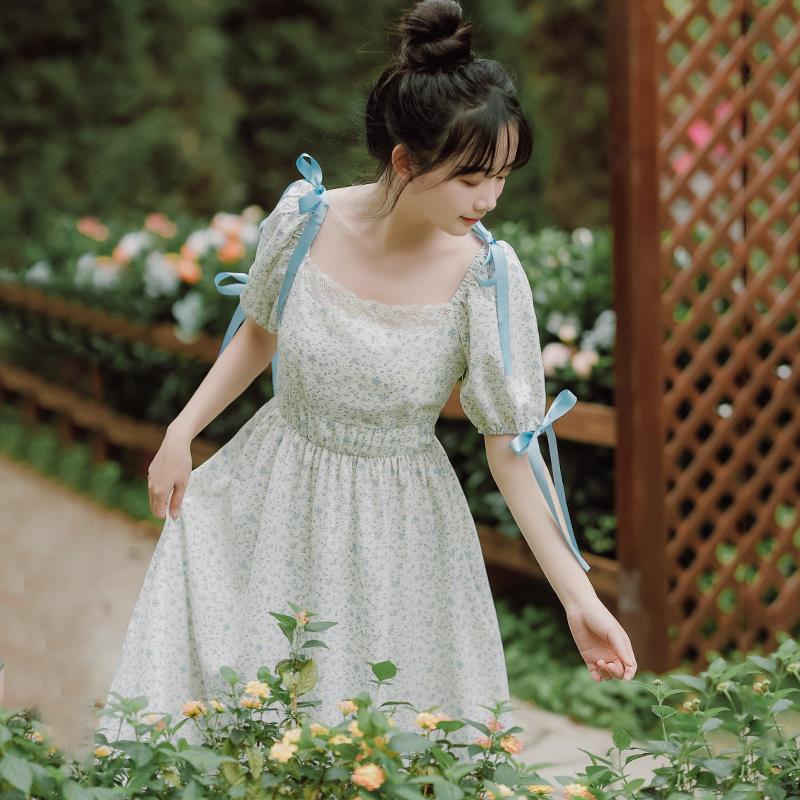 Women's Square Neck Short Sleeve Floral Dress - Image 4