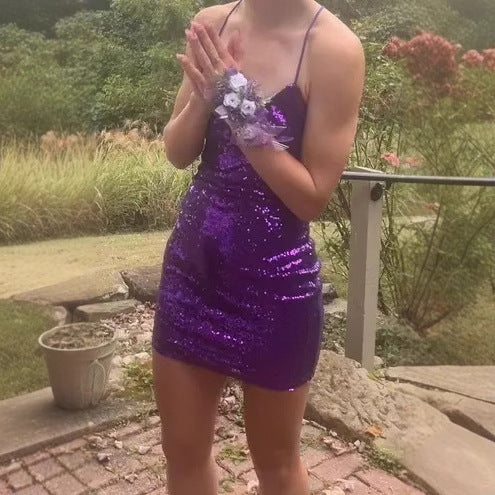 Women's Sequin Backless Slim Fit Sexy Hot Bustier Mini Dress - Image 4